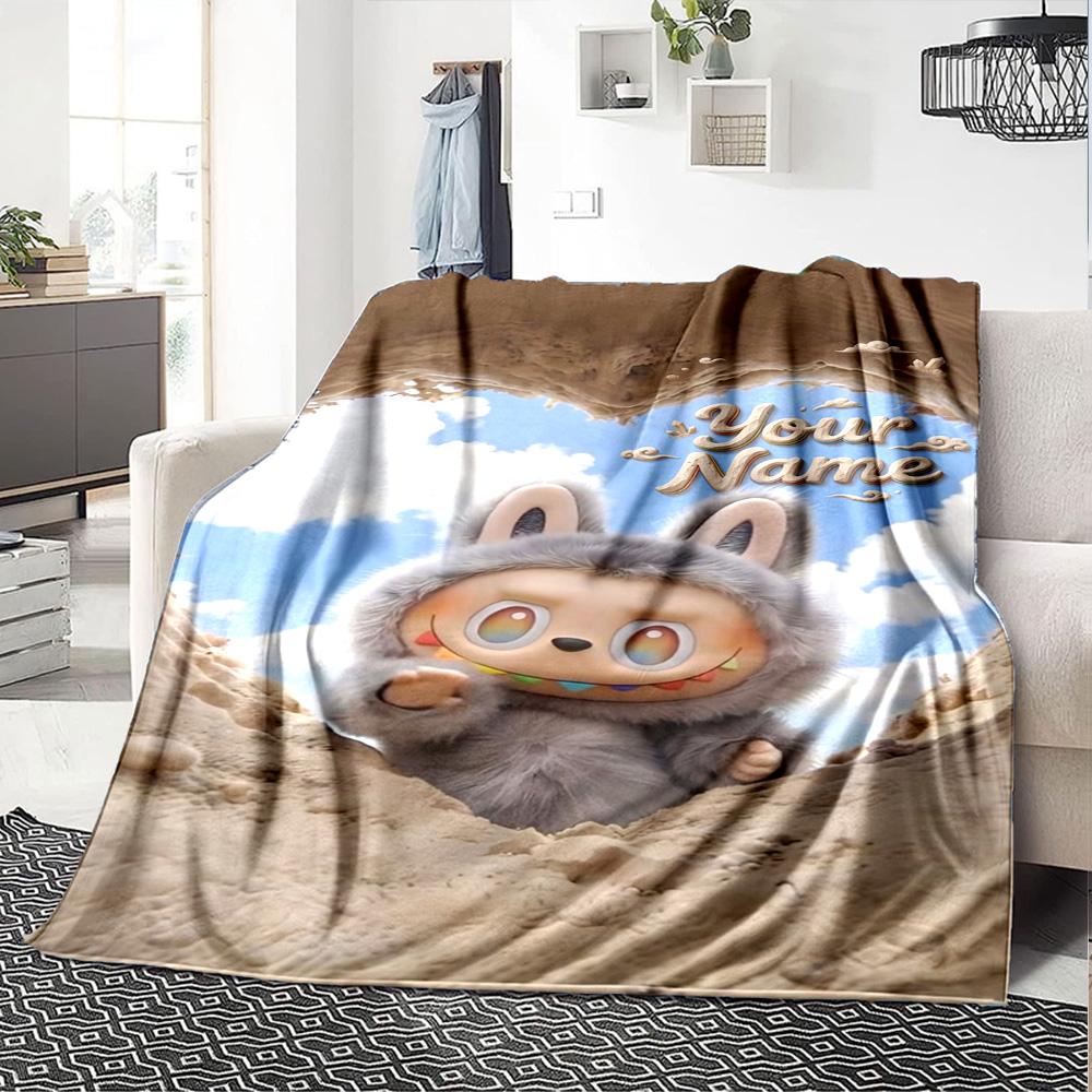 Labubu Personalized Text Blanket Lightweight Customizable Blanket Durable Comfort Versatile for Sofa Picnics Bedding Office Chair for All Occasions