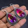 Natural Bi-Color Tourmaline Gemstone 925 Sterling Silver Earring 2.17" w2N07