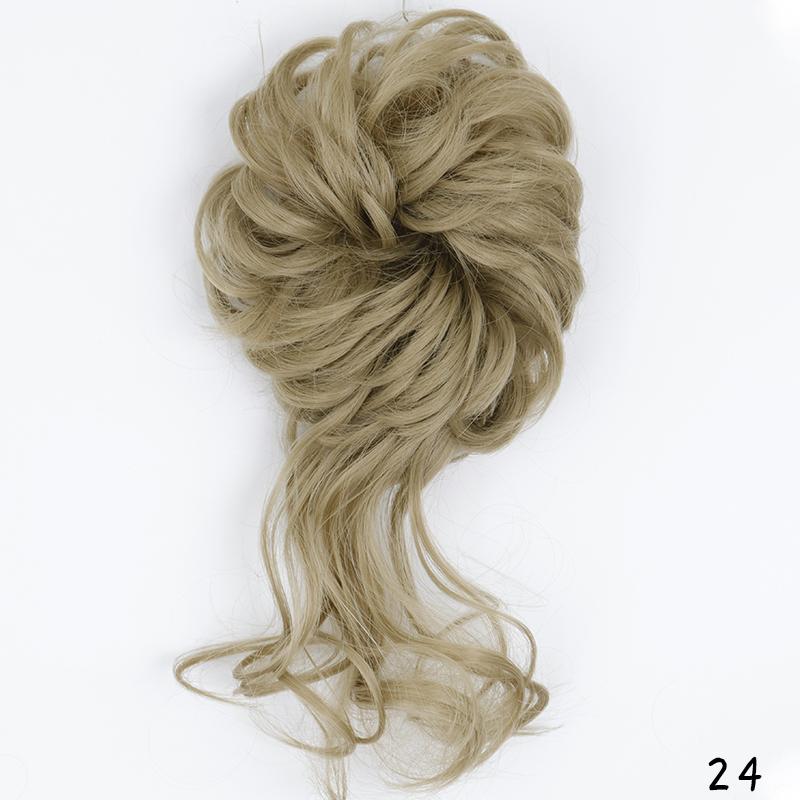 Synthetic Hair Bun Extensions Messy Curly Chignon Blonde Brown Donut Elastic Chignon for Women