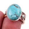 Natural Tibetan Turquoise Gemstone 925 Solid Silver Two Tone Ring Size 8US Z1E86