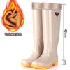 Extra high rain shoes women's high rain boots water boots water shoes fleece non-slip cover shoes fashion winter rain shoes adult rubber boots
