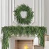 180/270CM Artificial Norfolk Pine Garland Faux Christmas Pine Needle Rattan Mantle Fireplace Porch Indoor Outdoor Hanging Decoration