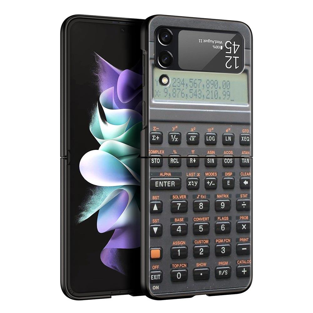 Чехол для телефона Samsung Galaxy Z Flip 3 4 5 6 Складной Черный Корпус Ретро Калькулятор Для Samsung Z Flip4 Flip5 ПК Жесткая Крышка