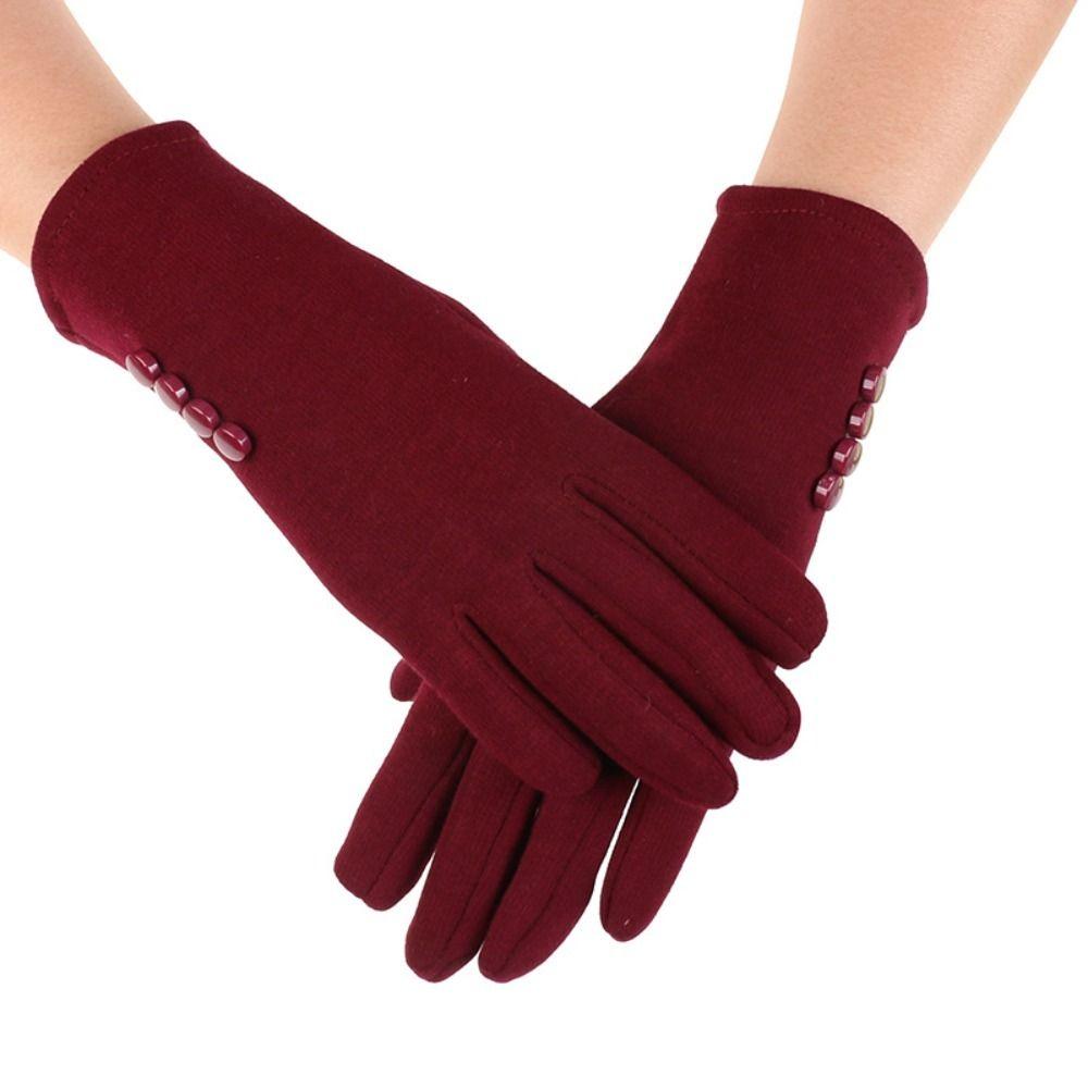 Solid Color Full Finger Mittens Thick Plush Warm Golves Furry Warm Mitts  Outdoor Sport