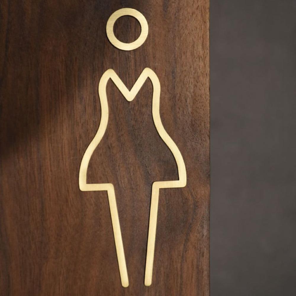 for Hotel,Office,Home Toilet Doorplate Brass Toilet Symbol Bathroom Signage WC Plaque Restroom Sign