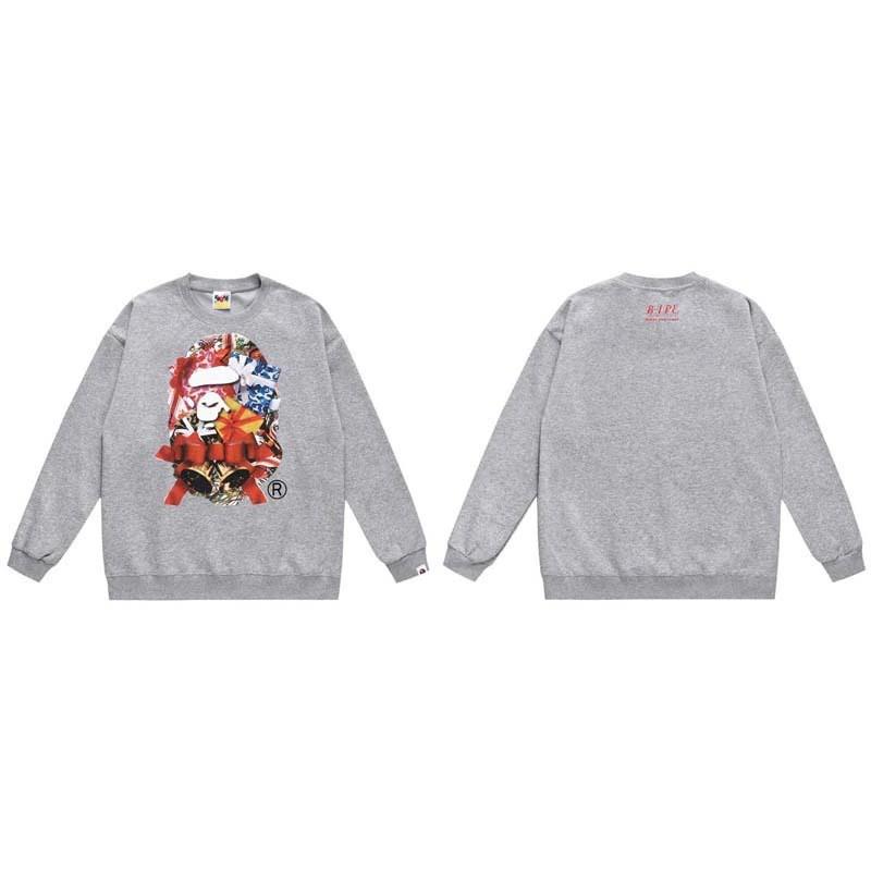 BAPE-Style Heavyweight Cotton Crewneck Sweatshirt Mens Oversized Streetwear Pullover Fall