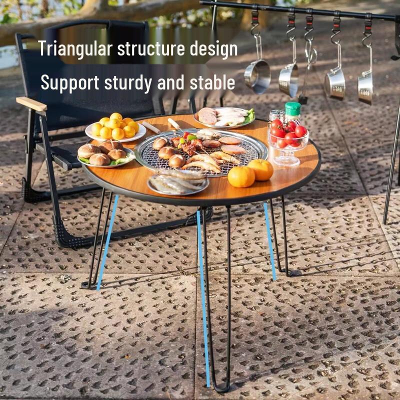 ZISIZ Outdoor Fire Pit Tea & BBQ Camping Table