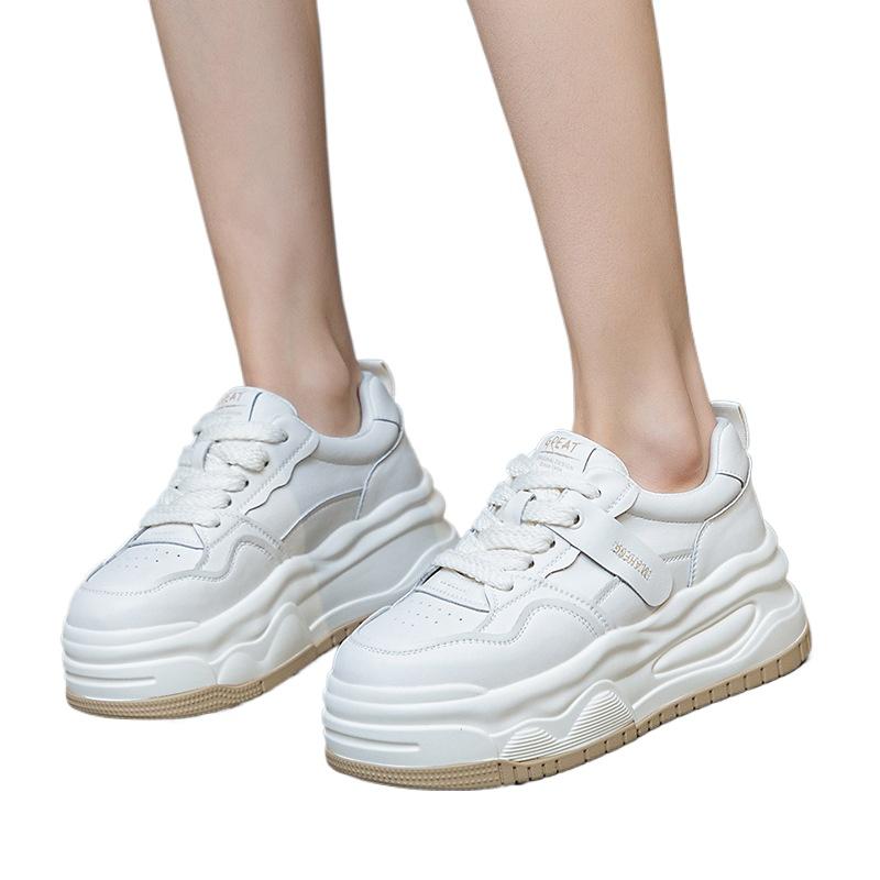 SyfIyno 6,5 см натуральная кожа платформа танкетка удобная доска для скейтборда толстая подошва весна осень модные массивные кроссовки повседневная обувь