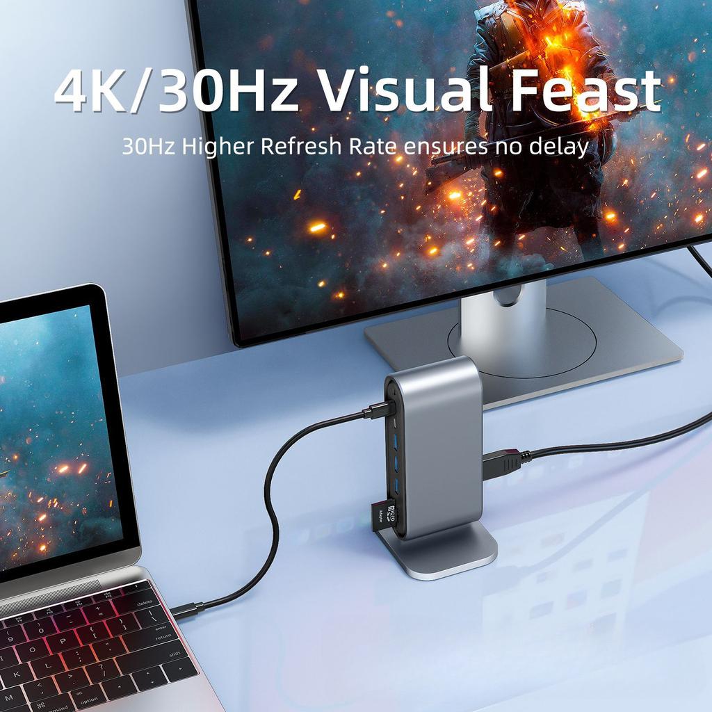 Вертикальная док-станция 12-в-1, многопортовый концентратор для ноутбука Thunderbolt 3, адаптер расширения