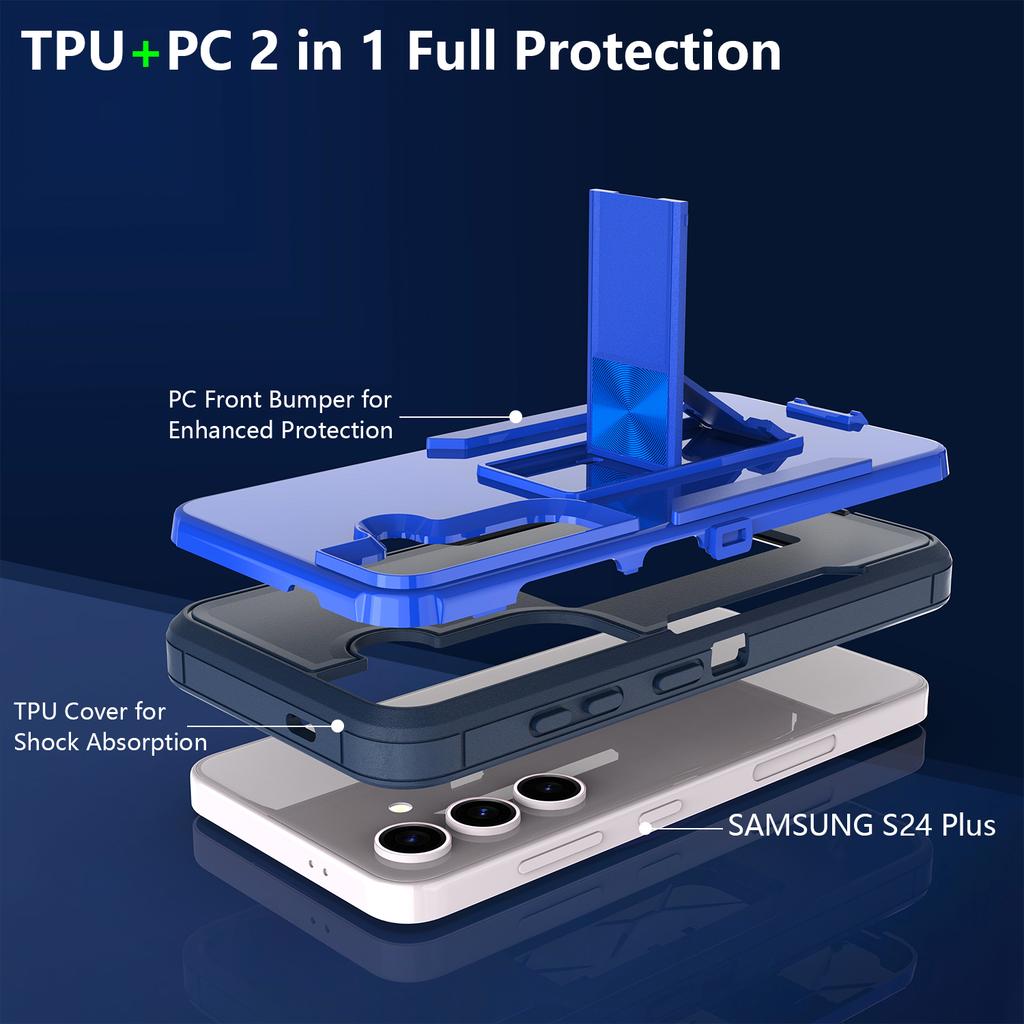 For Samsung Galaxy S24+ Case Drop-Proof TPU+PC Kickstand Phone Shell