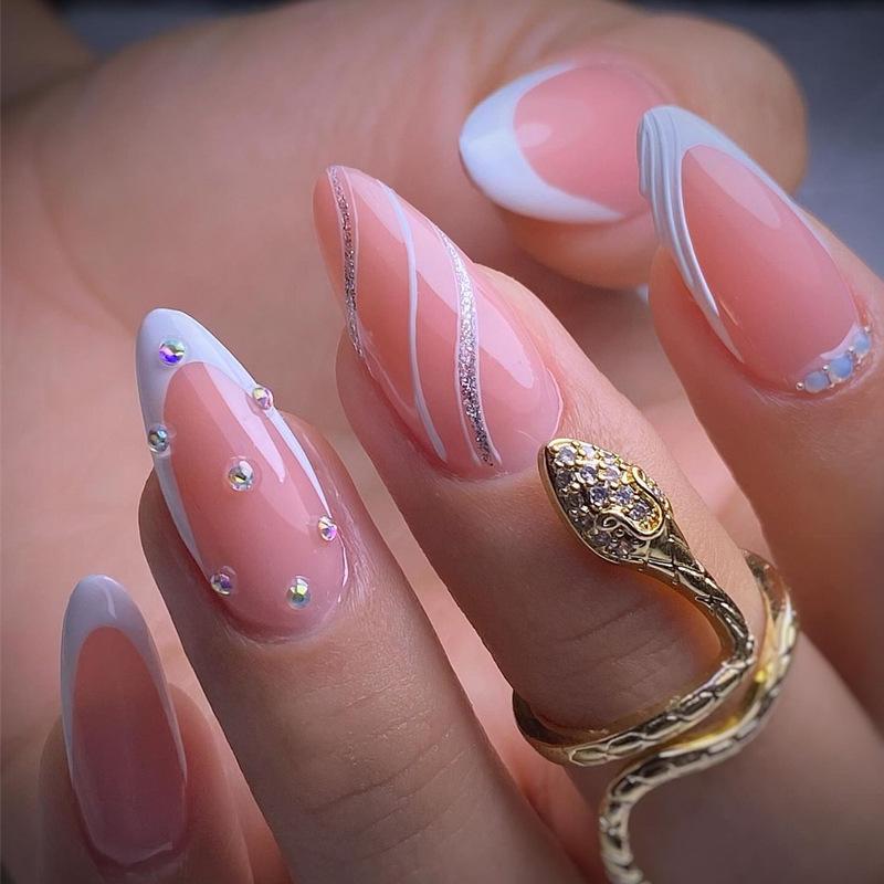 Европейские и американские градиентные персиковые балетные типсы для коротких ногтей