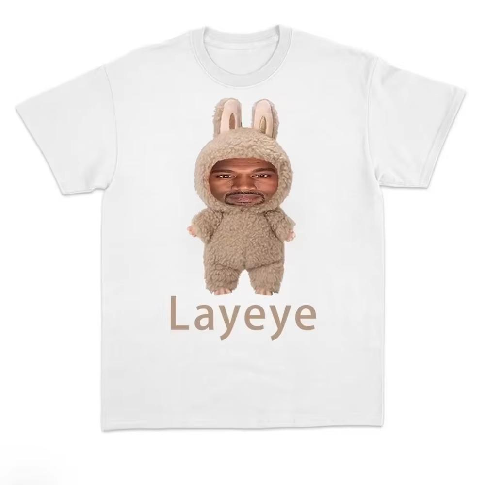 Новая футболка Kanye West Layeye Print 2026, Оригинальный дизайн, Летняя мода Хип-хоп Y2K Уличная одежда Топ для преданных фанатов Женская и мужская футболка