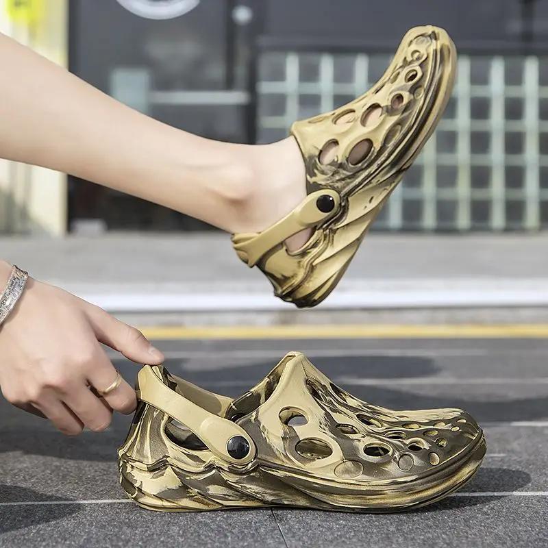 Сверхлегкие мужские сандалии с отверстиями для улицы, дорогие, большого размера в приветственной сделке, купить тренд 2025, летняя распродажа для взрослых, повседневная ПВХ обувь 39 для мужчин