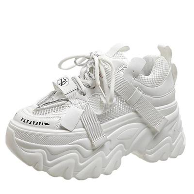 Мода 2024 года, осенние женские повседневные спортивные туфли на высокой платформе, универсальные удобные женские кроссовки на толстой подошве, дышащая сетчатая обувь для весны