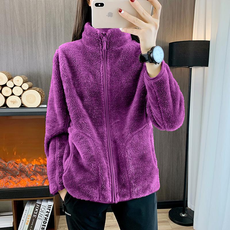 Унисекс флисовая толстая куртка - подкладка из кораллового флиса для осени и зимы