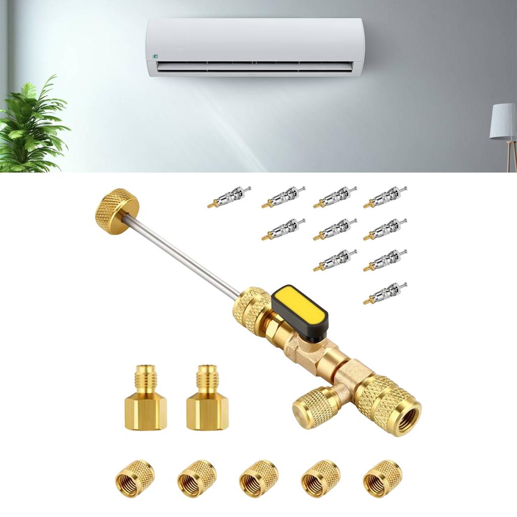 Профессиональный инструмент для удаления сердечников клапанов HVAC Двойной размер Порт SAE 1/4 и 5/16 для хладагентов R22 R12 R407c R410A R404A