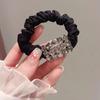 Crystal Hair Tie Women's Elegant Scrunchie with Leather Accent