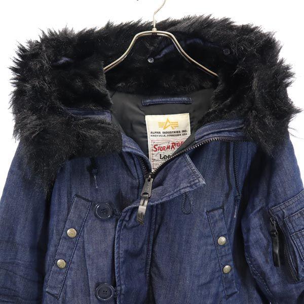 ALPHA INDUSTRIES INC Утепленная джинсовая куртка-пилот S Меховой капюшон Мужская Б/у