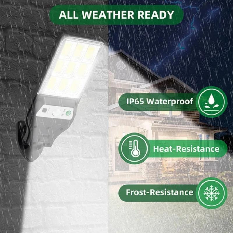 Мощный светодиодный солнечный уличный светодиодный настенный светильник для двора, 3 режима, индукция человеческого тела, садовая терраса, гаражные ворота, уличное освещение