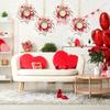 4 Pcs Valentines Day Wreaths Kitchen Cabinet Wreaths Farmhouse Artificial Red Pink Heart Berries Mini Valentine's Day Windows Wreaths for Front Door