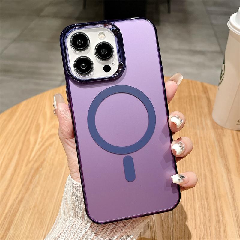 Роскошный матовый лазерный IMD цветной чехол для беспроводной зарядки Magsafe для iPhone 15 14Plus 13 12 11 Pro Max противоударный чехол