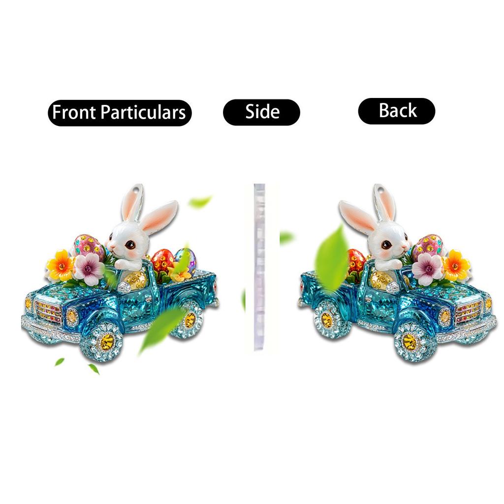 Пасхальный кролик 2D плоский акриловый брелок зеркало заднего вида автомобиля аксессуары рюкзак кулон