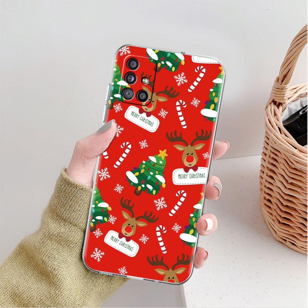 Снежный Рождественский прозрачный чехол для Samsung Galaxy A52 A12 A51 A32 A21s A71 A32 A22 50 A70 A31 A72 5G чехол для телефона