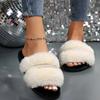 Leisure Fluffy Fur Slippers Women Warm Plush Flat Low Heels Women Shoes Bling Shine New Furry Slippers Shoes