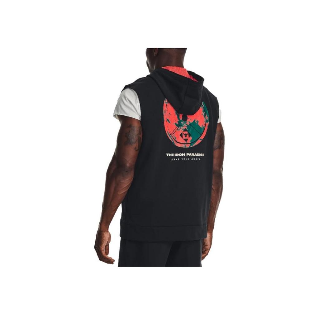 Under Armour Solid Color Zip Hoodie Sleeveless Men Tops Black 1377434-001