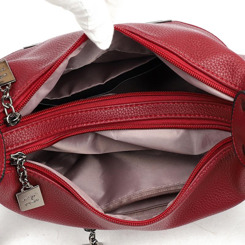 Women's Bag New Casual Soft Leather Lightweight Large Capacity Middle-aged and Elderly Mothers Women's One-shoulder Crossbody Bag