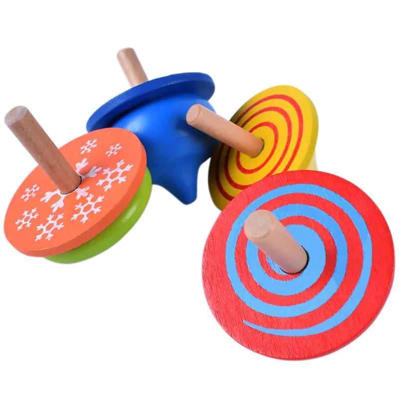 4Pcs/Set Kids Funny Wood Gyro Toys Children Adult Relief Stress Desktop Spinning Top Toys For Children Kids Birthday Gifts