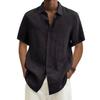 Designer Spring Summer Men's Casual Cotton Linen Solid Color Short Sleeve Shirts Loose Shirts