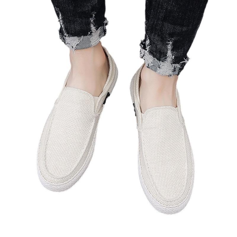 Comfortable And Breathable Men'S One-Pedal Canvas Shoes Flat Shoes Trendy Outdoor Walking Shoes