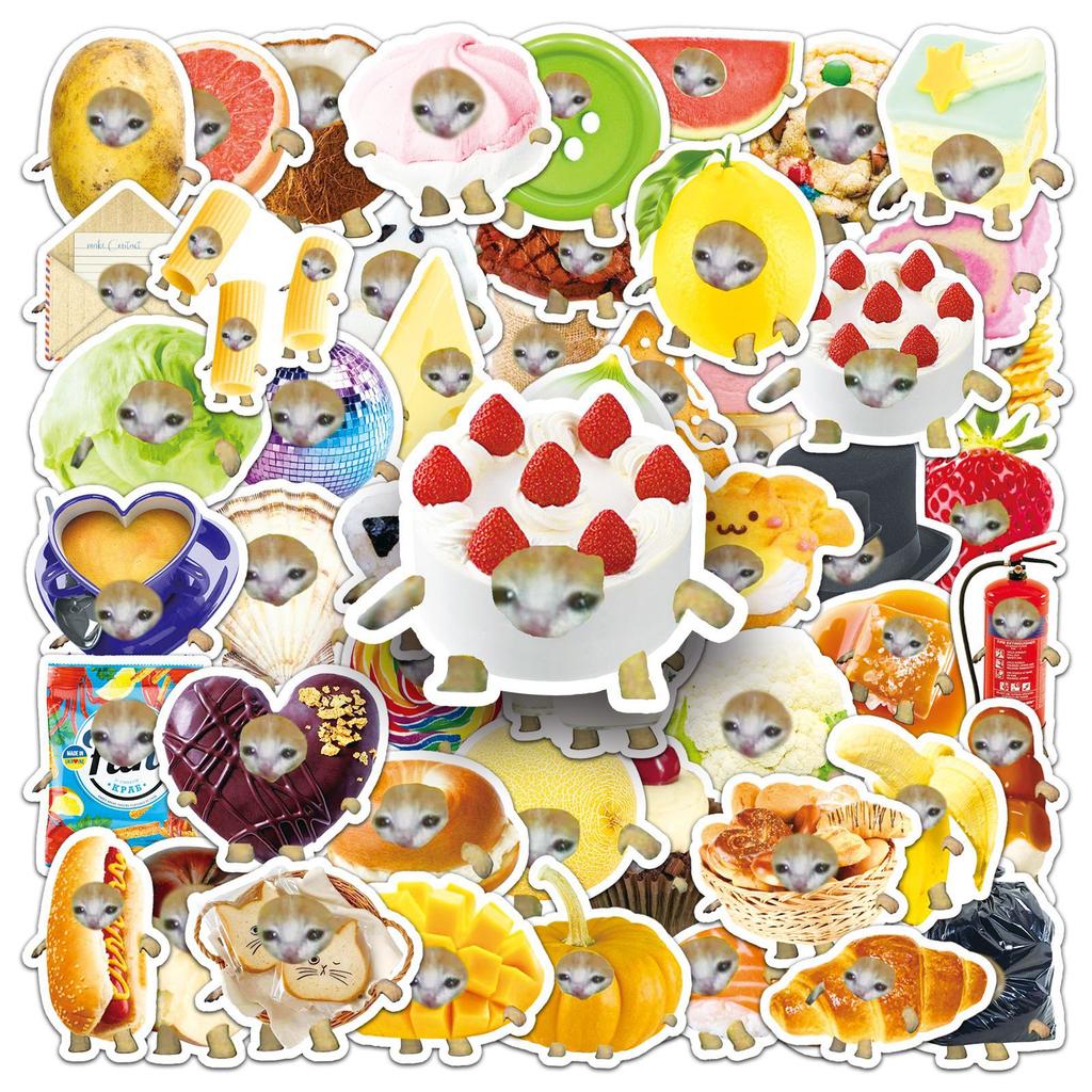 50 Funny Cat Head Graffiti Stickers Emoticon Packaging Mobile Phone Case Water Cup Computer Stickers