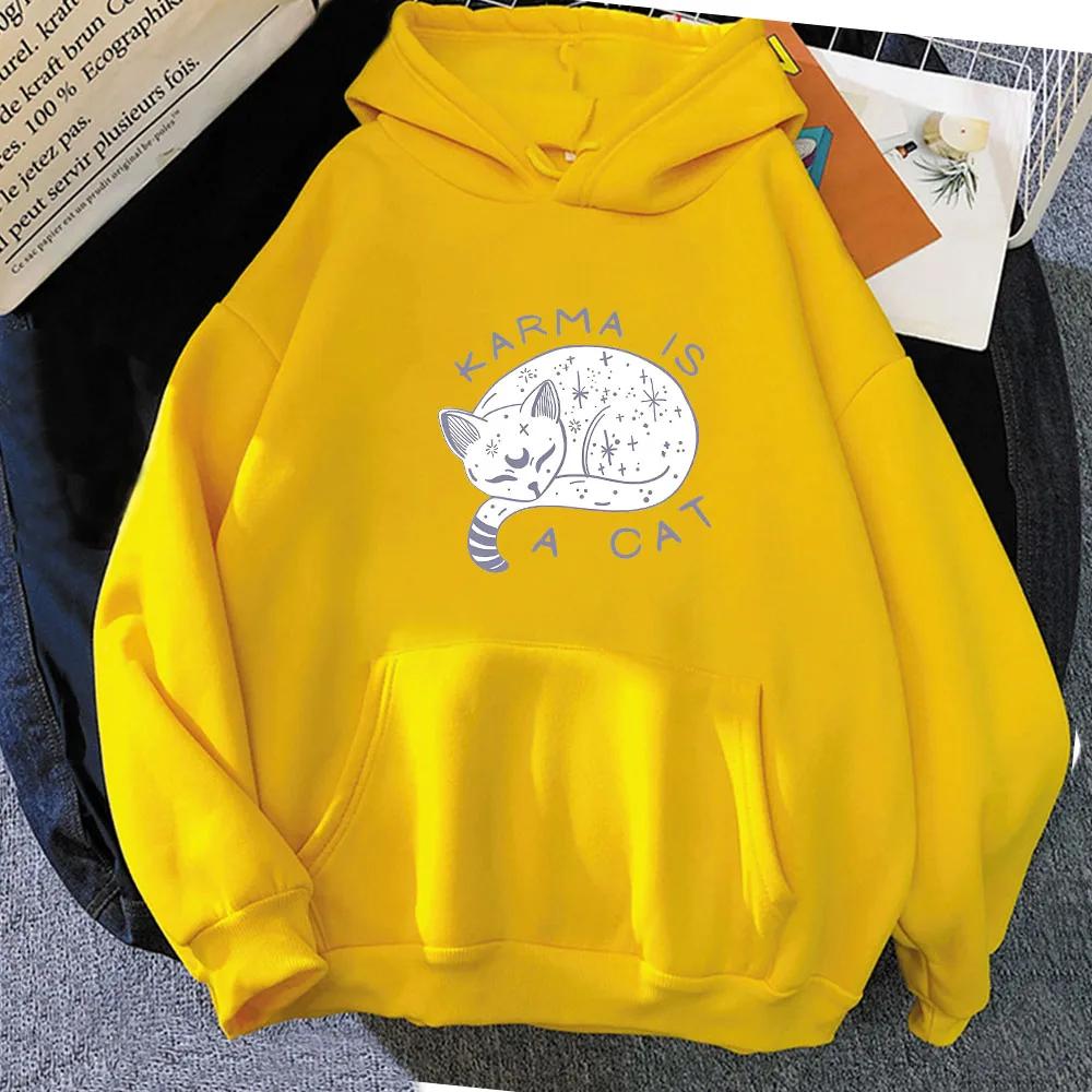 The Eras Tour Karma Is A Cat 2D-принт Мужские Женские Толстовки Повседневные Пуловеры Оверсайз Популярные Толстовки Уличной Моды