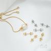 14K Gold-Inlaid Zircon Bracelet & Necklace Connector with Copper Plating and Half-Hole Eyepin for DIY Pearl Cap Accessories