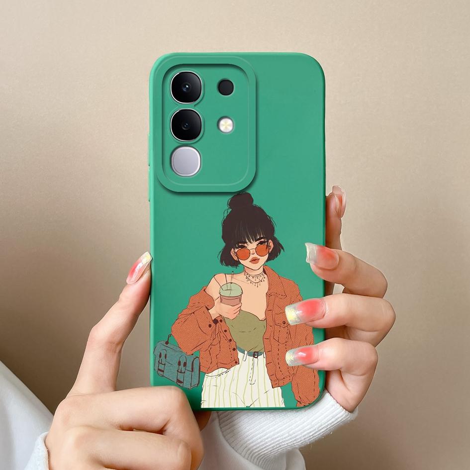 Чехол для Vivo S19 Pro Y04 T4x iQOO Z9s V30 V40e V50 V40 Lite(ИДН) Y29 Y29S Y39 Y19S Чехол из жидкого силикона с милым узором для Vivo Capa