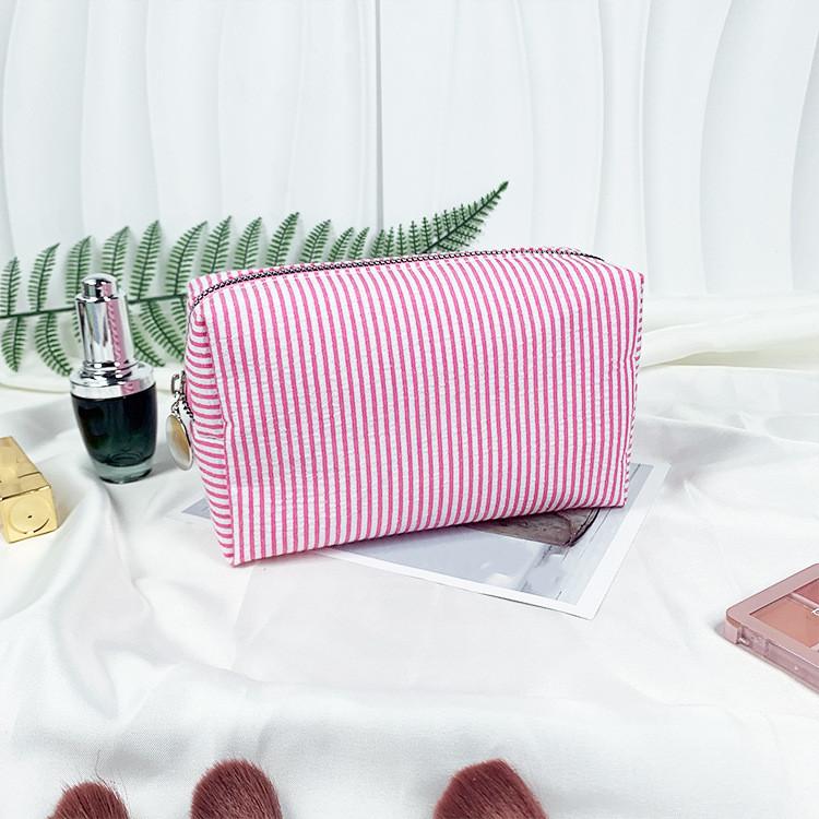 Портативная сумка для макияжа в полоску для женщин и девочек, ручная портативная косметичка для хранения, водонепроницаемый женский чехол для телефона