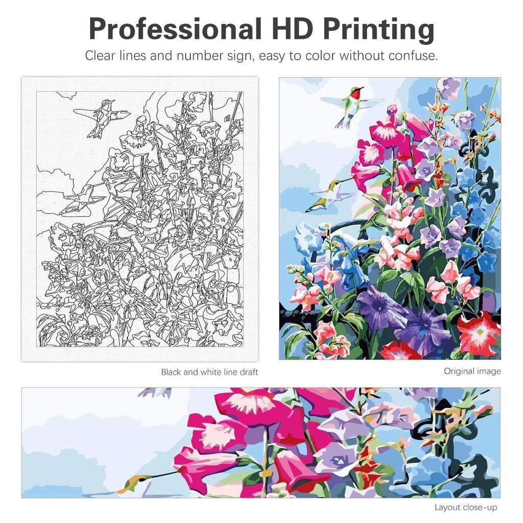 Frame Diy Painting By Numbers For Adults Kits Flowers Picture Wall Art Acrylic Paint On Numbers Starter Kit For Diy Gift 40x50