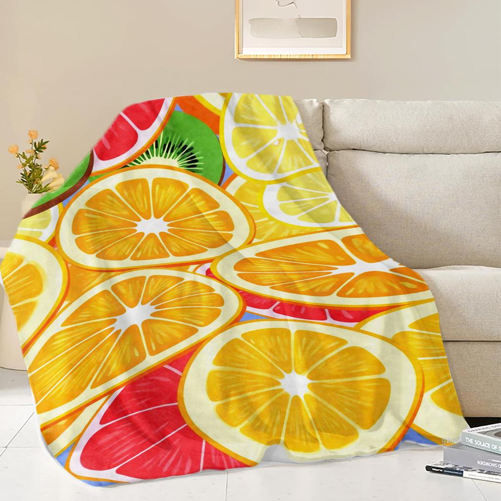 Fruits Oranges Lemons Grapefruits  Printed Blanket Soft Fleece Warm Flannel Life Throw Blankets for Sofa Bedding Quilt