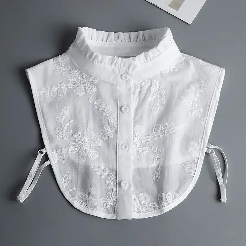 Hollow Lace Chiffon Doll Cotton Fake Collar Blouse Sweater Detachable Shirt Collar False Collar Lapel Women Top Collars Decor
