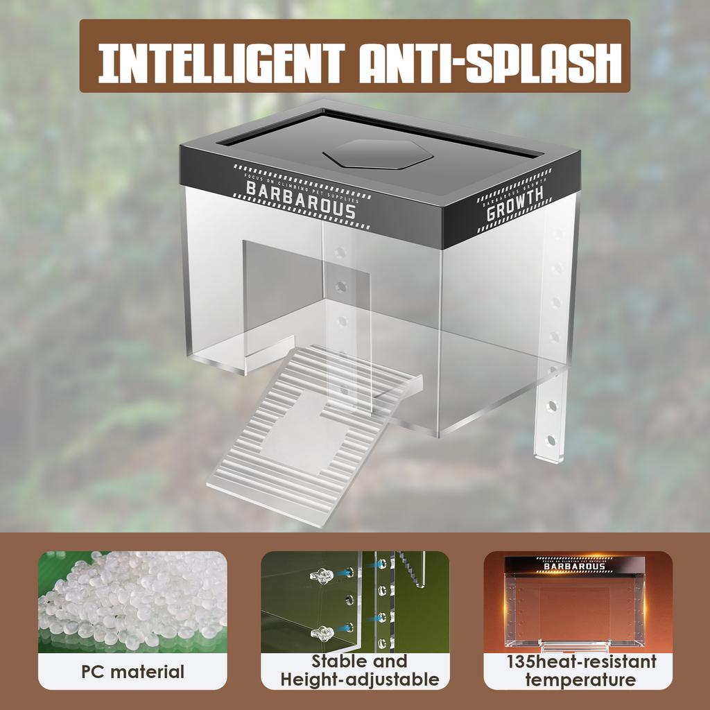 Turtle Basking Platform PC Turtle Sunbathing Warm Room with Nonslip Ramp Adjustable Height Transparent Turtle Tank Accessories