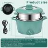 Электрическая кастрюля с пароваркой из нержавеющей стали 2 л Портативная электрическая плита 2 режима Быстрая кастрюля для лапши Электрическая кастрюля с антипригарным покрытием
