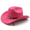Suede Jazz Top Hat Women'S Brim Suede One-Word Top Men'S Ladies Cowboy Hat Felt Hat