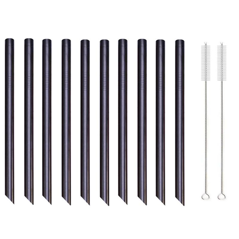 10 шт. 12*215 мм цветные трубочки для питья из нержавеющей стали 304 многоразовые металлические трубочки для бара Boba Bubble Tea молочные коктейли трубки