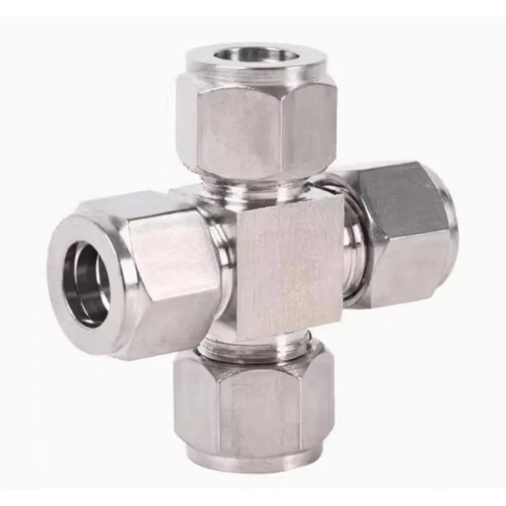 Тройник с отводом 1/8" 1/4" 3/8" 1/2" 3/4" 1" 3 4 5 6 8 10 -30мм НП Соединитель-тройник с двойным обжимным кольцом Нержавеющая сталь 304