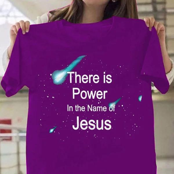 Сила в имени Иисуса Печать Женская футболка Короткий рукав O-образный вырез Свободная женская футболка Женская футболка Топы Mujer