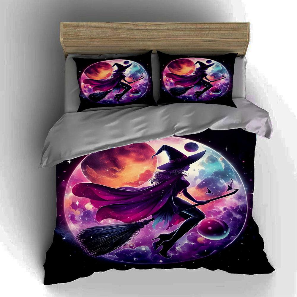 Witch moon silhouette. Bedding Duvet cover sets Duvet covers Pillowcases gifts (1 * Duvet Cover 2 * Pillowcases, without duvet insert)