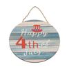 Independence Day Wooden Door Pendant Colorblock Design Round Clear Textures Patriotic Wall Hanging Sign for Home Decor
