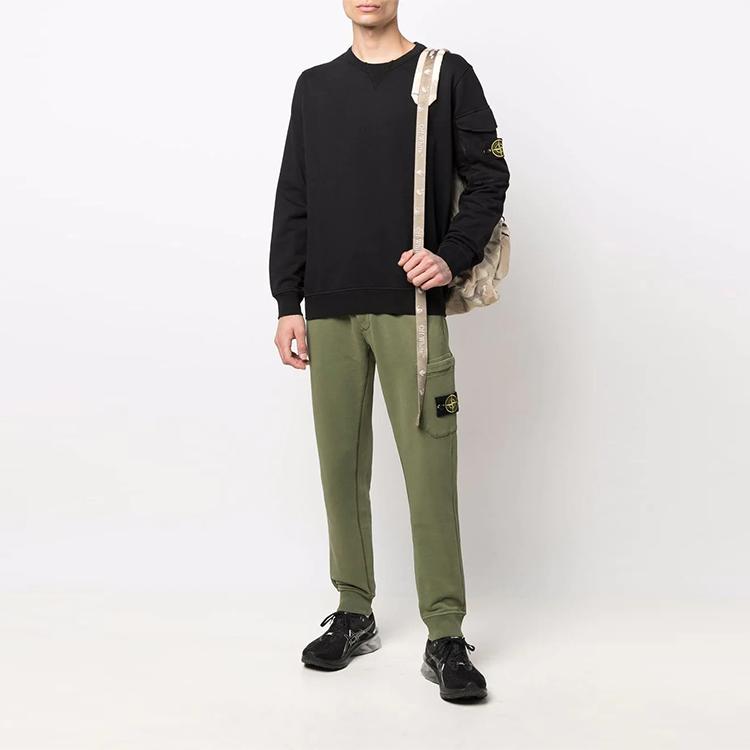 STONE ISLAND Свитшот с логотипом-патчем, черный, мужской, топы 761561151-V0029